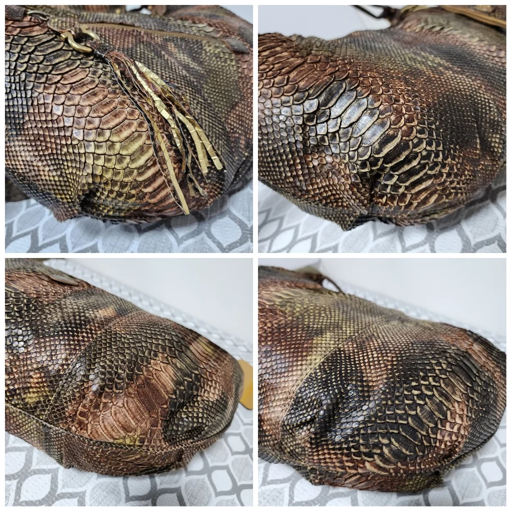 Salvatore Ferragamo Large Python Leather Hobo Bag Brown